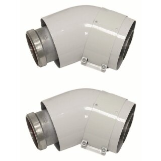 Vaillant - 303809 - Bogen 45 Grad (2 St.) turboTEC Luft-/Abgasführung, Alu, 60/100 mm