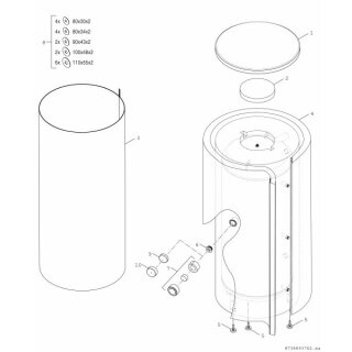 Bosch - 7735501569 - Pufferspei. STORA BS 500-6 ER 1 B 1845x850, 500 L, silber, Solarwärmetaus.