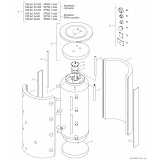 Bosch - 8718543778 - Kombispeicher SP 500-1 Solar 1706x650, zylindrisch, Nutzinhalt 500 L