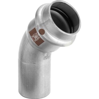 Viega - 809966 - Bogen 45 Grad mit SC Temponox 1726.1 in 15mm Stahl nichtrostend