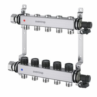 Oventrop - 1406552 - Edelstahl-Verteiler 2 Kreise mit integr. Reguliereinsatz