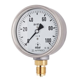 Afriso - 35120401 - Kapselfeder-Standardmanometer KP100 0/160mbar G1/2B rad Kl.1,6 D401