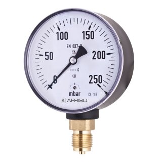 Afriso - 35121201 - Kapselfeder-Standardmanometer KP100 0/250mbar G1/2B rad Kl.1,6 D201