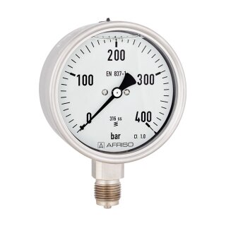 Afriso - 85223802 - Rohrfeder-Chemiemanometer RF100ChGly 0/400bar G1/2B rad KL1,0 D802