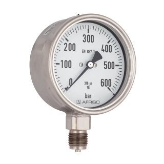 Afriso - 85224402 - Rohrfeder-Chemiemanometer RF100Ch 0/600bar G1/2B rad Kl.1,0 D402