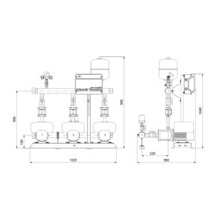 Grundfos  - 92786042 - Druckerhöhungsanlage Hydro Multi-E 3 CME 10-3 U2 A-A-A-A-A