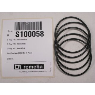 Remeha  - S100058 - O-Ring Ventilator-Venturi 70x3mm (5x)
