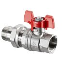 Oventrop - 1075808 - Kugelhahn "Optibal",Flügelgriff DN25, 1"IG u.Verschr. mit AG, PN16, Ms