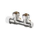 Oventrop - 1184014 - Anschlussarmatur "Multiblock T" 3/4"ÜM x 3/4"AG, 2-Rohr, Messing, Eck